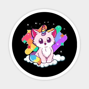 Cute Unicorn Cat Adorable Magical Rainbow Kitty Magnet